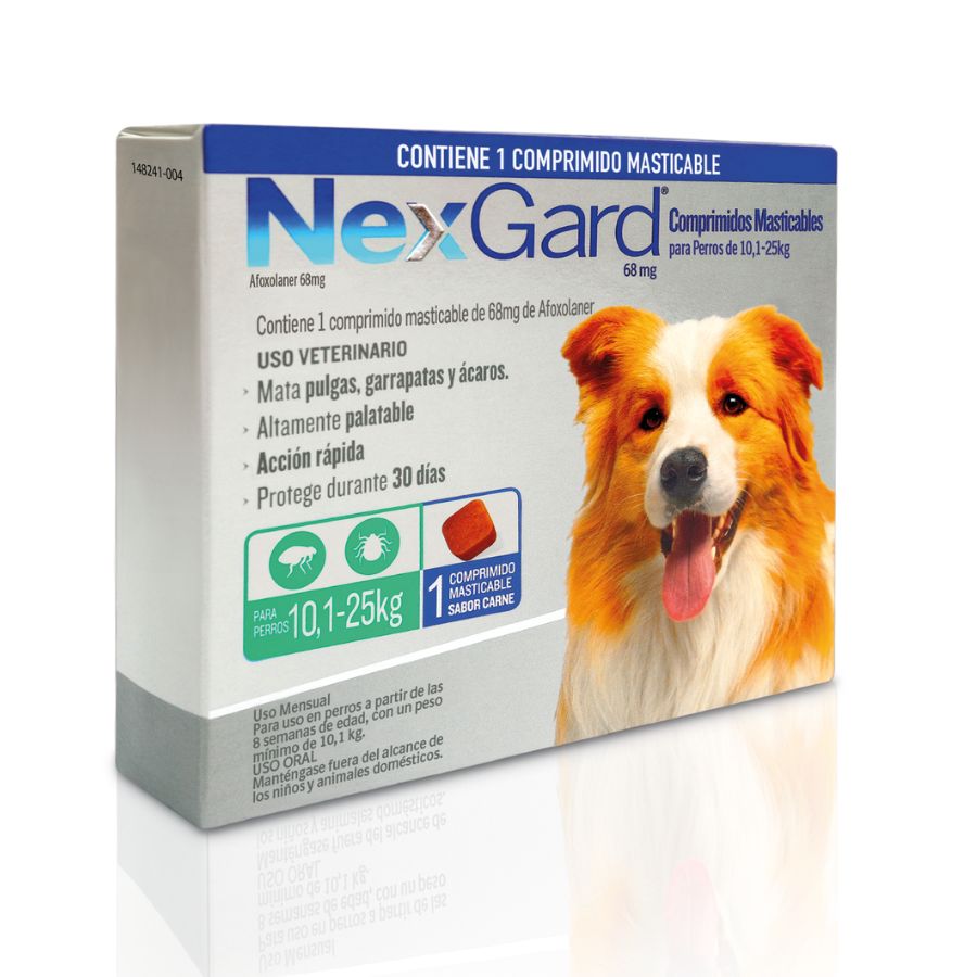 Desparasitante Nexgard caja de 1 comp para perros de 10 a 25 KG, , large image number null